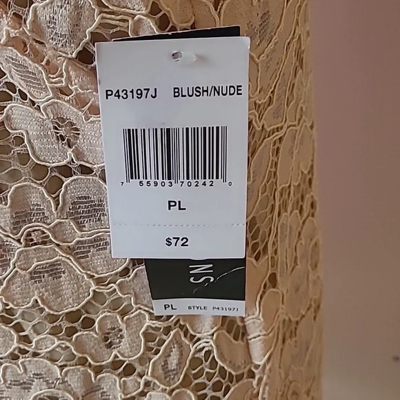 PERCEPTIONS New York Blush Nude Lace Sheath Dress Perite L nwt - Picture 5 of 9
